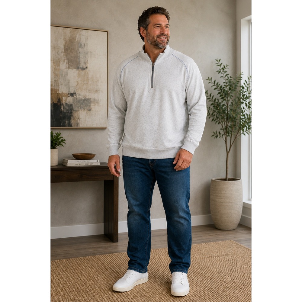Tommy Bahama Reversible Quarter Zip Pullover Mens XXL Gray Cotton Tencel Sweater